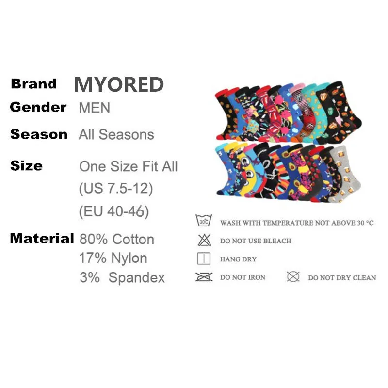 Мужские носки MYORED новинка для мужчин и женщин повседневные цветные короткие