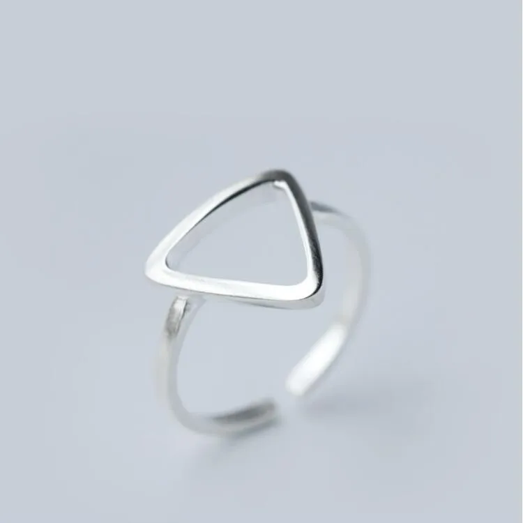 Jisensp панк геометрические серебряные кольца для женщин Свадебные ювелирные изделия с регулируемой окружностью сердцебиение треугольное кольцо Anillos аксессуары mujer - Цвет основного камня: SYJZ002