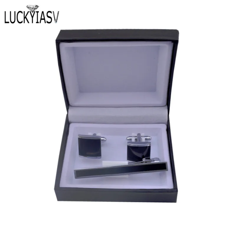 3 стиля черные кожаные запонки коробка галстук Чехол для мужчин Подарочная коробка для рубашек Gemelos Ремесло Ювелирные изделия Органайзер чехол