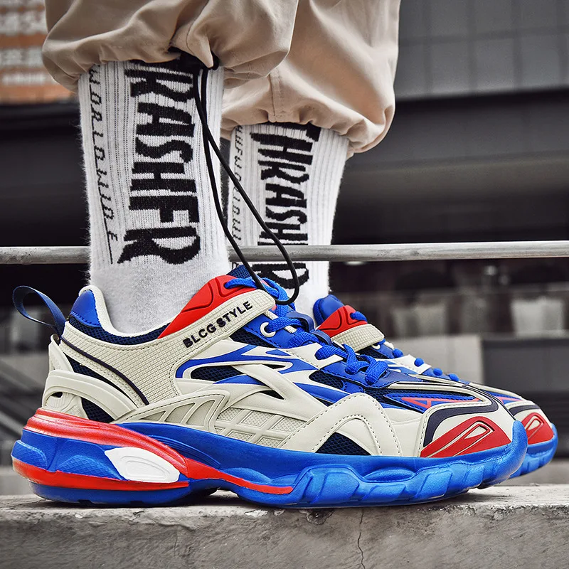 

New Stylish Leather Stitching Men Sneakers Breathable Thick Sole Running Shoes for Men Sports Shoes Women Sneaker Zapatillas