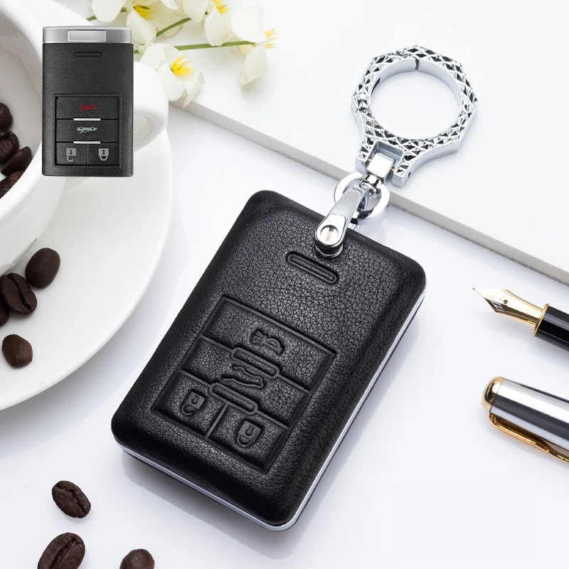 D-black Высококачественные автомобильные аксессуары кожаный чехол для ключей для автомобиля Cadillac ATS-L CT6 CTS XTS XT5 SRX Escalade мягкий чехол для ключа автомобиля - Название цвета: D-black