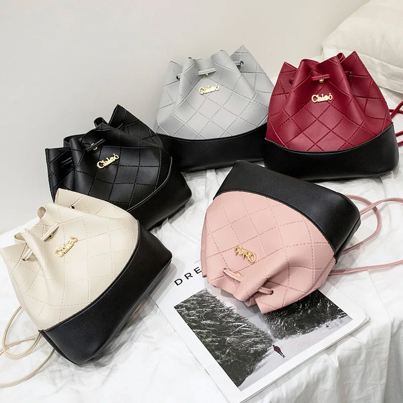 

WOMEN'S Bag New Style 2018 Autumn And Winter Backpack Rhombus Bucket Bag Japanese Korean Versitile Fashion Single-shoulder Cross