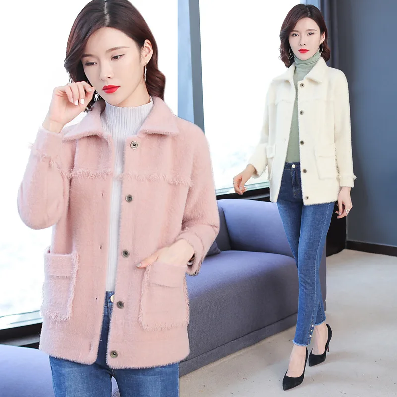 

Graceful Coat Women's 2019 New Style Autumn & Winter Faux Mink Cashmere Tops Slimming Short Tassels European Goods Cardigan Fash
