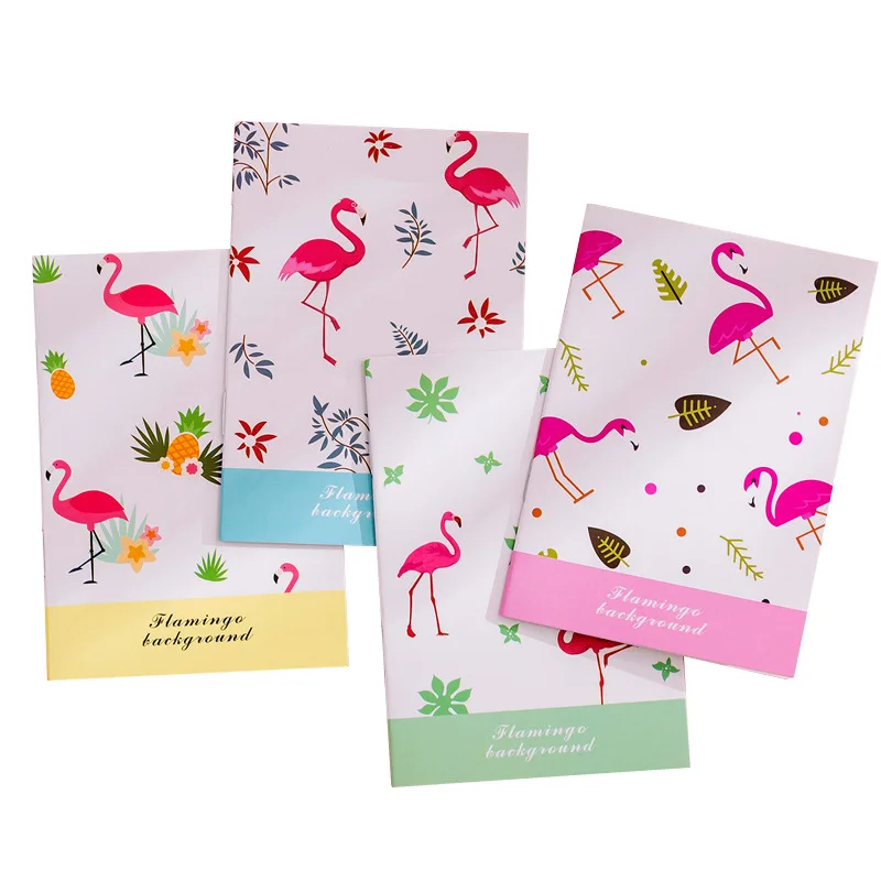 

4PCS Cute Plant Notepad Student Portable Cactus Flamingo Notebook Kawaii Small Exercise Book Stationery Office & School Supplies