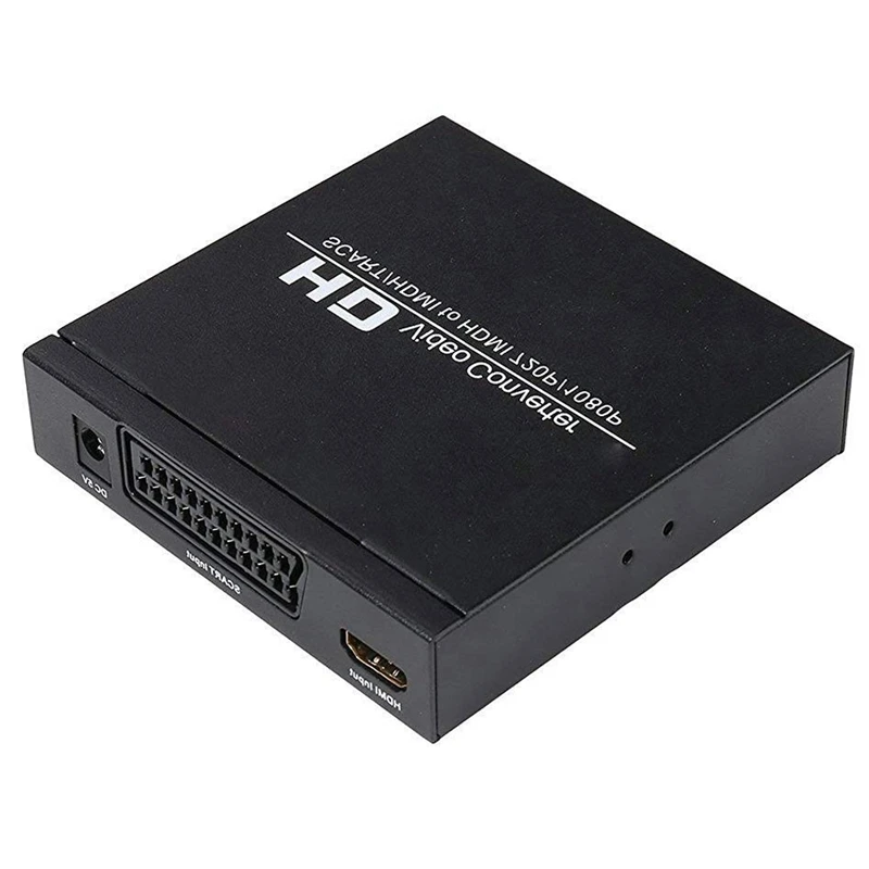 PAL/NTSC SCART и HDMI преобразователь видеосигнала HDMI Box 1080P Upscaler с 3,5 мм и коаксиальный аудиовыход для игровых консолей/DVD/
