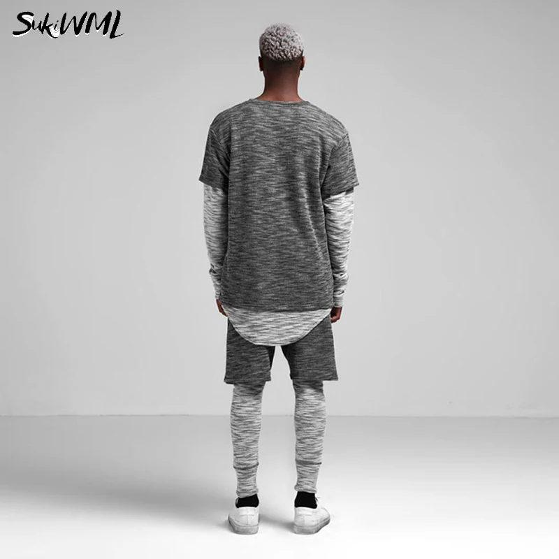 SUKWIML спортивный костюм для мужчин модные комплекты из 2 предметов осенний мужской спортивный костюм со снежинками контрастная Мужская спортивная одежда в стиле кэжуал комплекты костюмов M-2XL