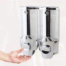 700ml 24oz Wall-Mounted Manual Hand Liquid Soap Shampoo Holder Dispensing Dispenser for Home Office Bathroom 2 Chamber