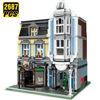 

Creator Expert Bookstore MOC Architecture Building Blocks Technic City Street European Houses Bricks Gift for Kids