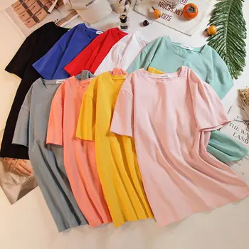 

New T-shirts for women 2020 summer cotton ladies short sleeves t shirts female casual tops letters print ladies plus size tees