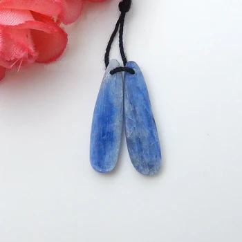

Handmade Natural Blue Kyanite Teardrop Earrings Beads,27x7x4mm,3.3g