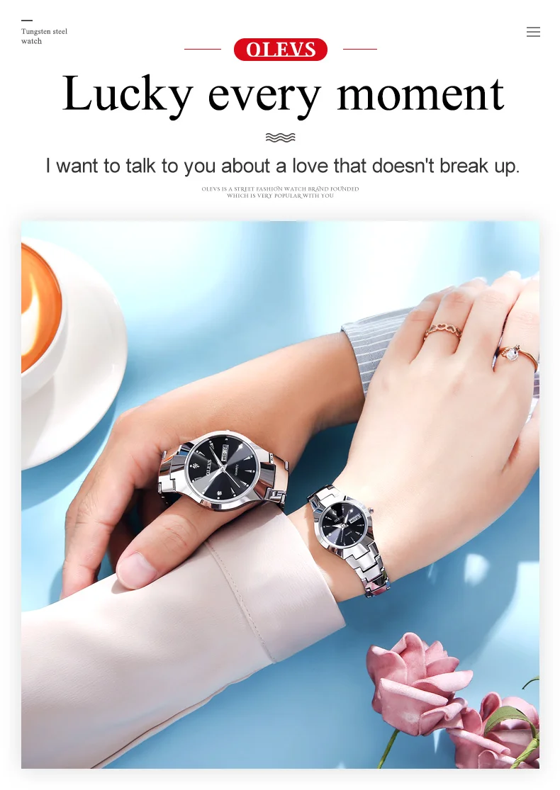 Часы для влюбленных, водонепроницаемые, автоматические, Роскошные Кварцевые наручные часы с датой для мужчин и женщин, часы из