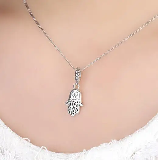 charm with necklace Сан. Дамы бренд ангелы руки 925 стерлингового серебра Подвески кулон ожерелье DIY Ювелирные изделия Свадебные S925 ювелирные изделия Новые - Цвет камня: charm with necklace