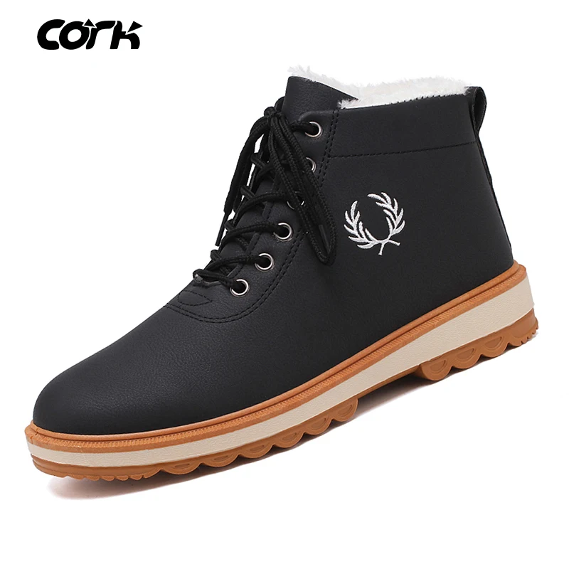 

CORK Men Shoes Winter Sneakers for Men Boots Leather Snow Boots Men Winter Boots Man Winter Footwear Warm Waterproof Shoes