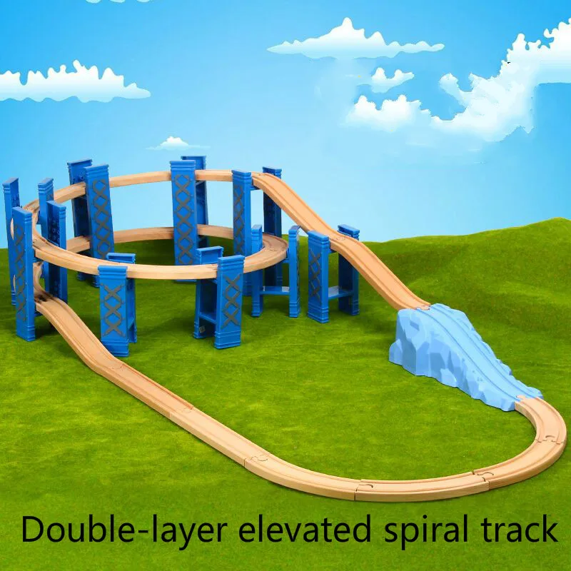 26 pièces en plastique spirale Train voies en bois chemin de fer accessoires piste pont piliers avec ajustement en bois Thoma Biro pistes jouets pour les enfants