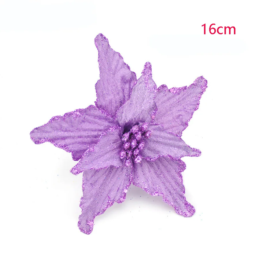 E 5 шт. Элегантные Искусственные цветы с блестками Poinsettia, украшения для дома, праздничные украшения для рождественской елки, вечерние принадлежности - Цвет: E