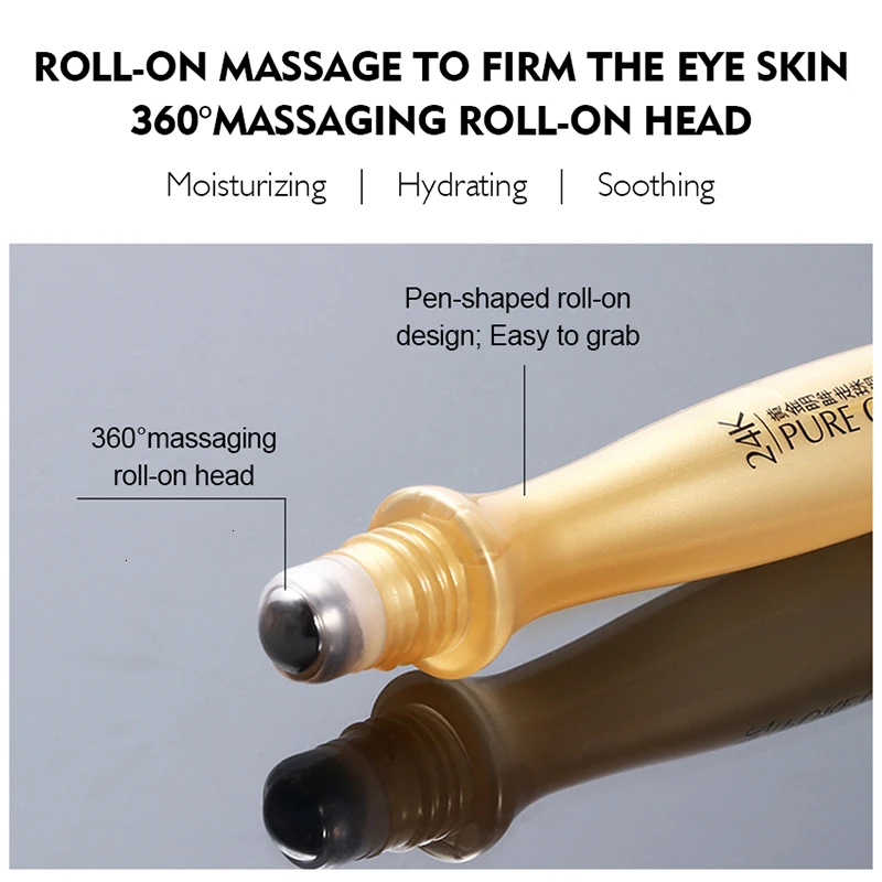 SENANA 24K Gold Bright Eye Serum Anti Aging Roll on Essence Remove Dark Circles Hydrating Moisturizing 5