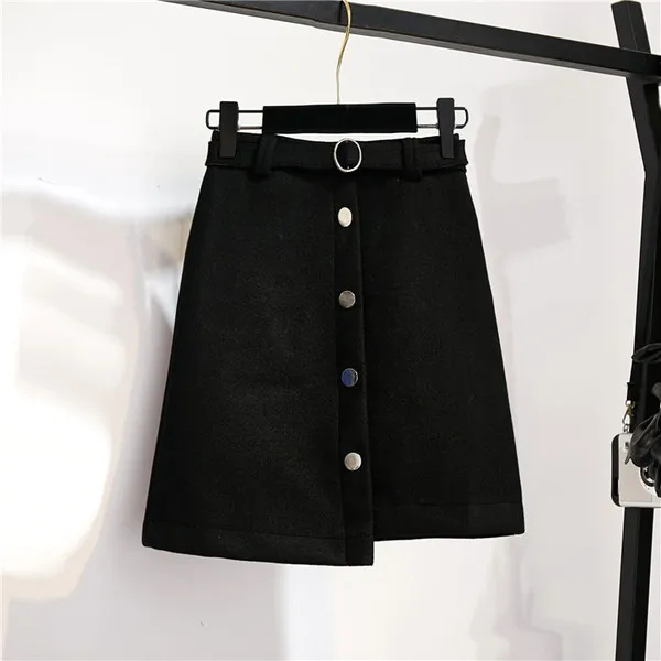 Only Skirt Рождественский толстый свитер из двух частей, необычная шерстяная юбка, Женская водолазка, свободный жаккардовый джемпер с оленем, пуговица, трапециевидная юбка, наряды - Цвет: Only Skirt