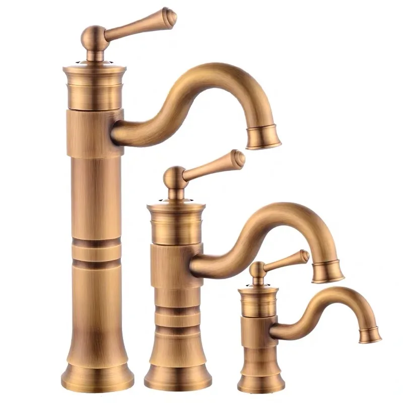 

Vintage brass/copper rotary basin faucets Single Handle Mixer Tap Hot & Cold bathroom faucet deck mounted