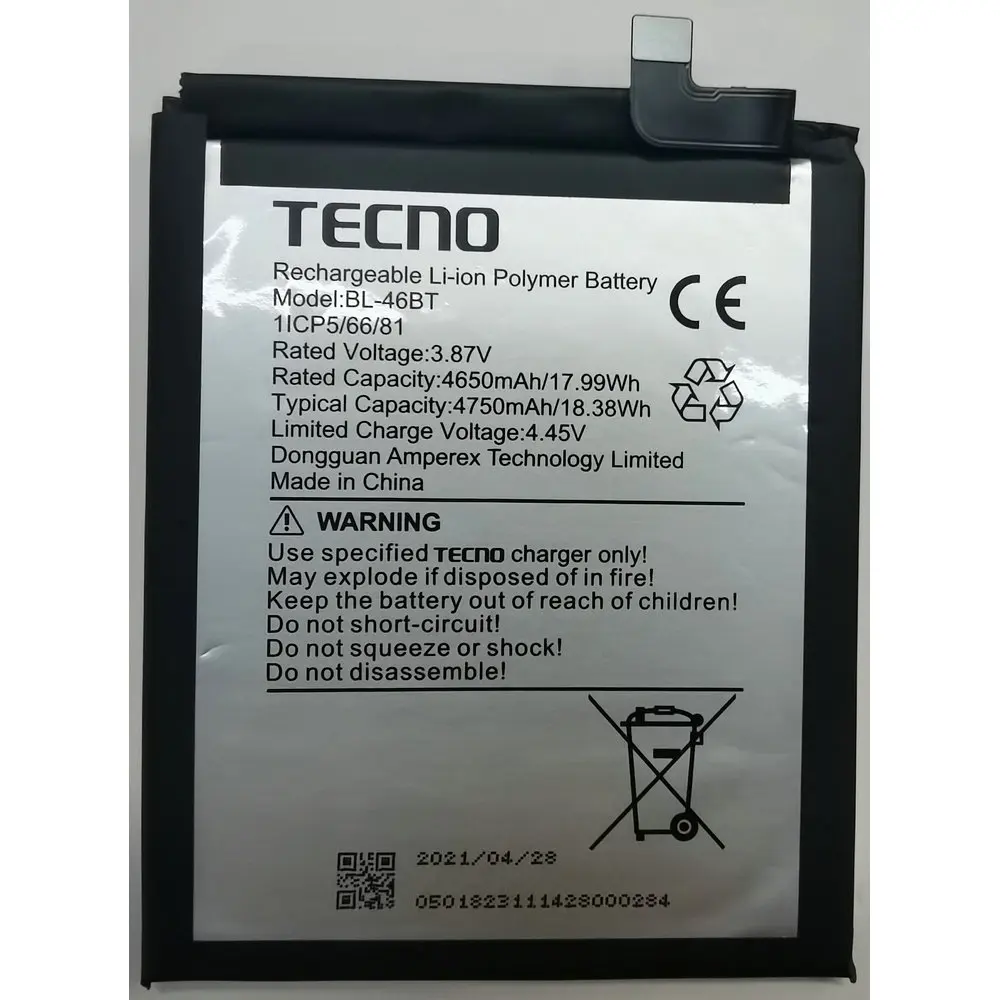 3.87v Brand New Original 4650mah Tecno Bl46bt Battery For Tecno Bl