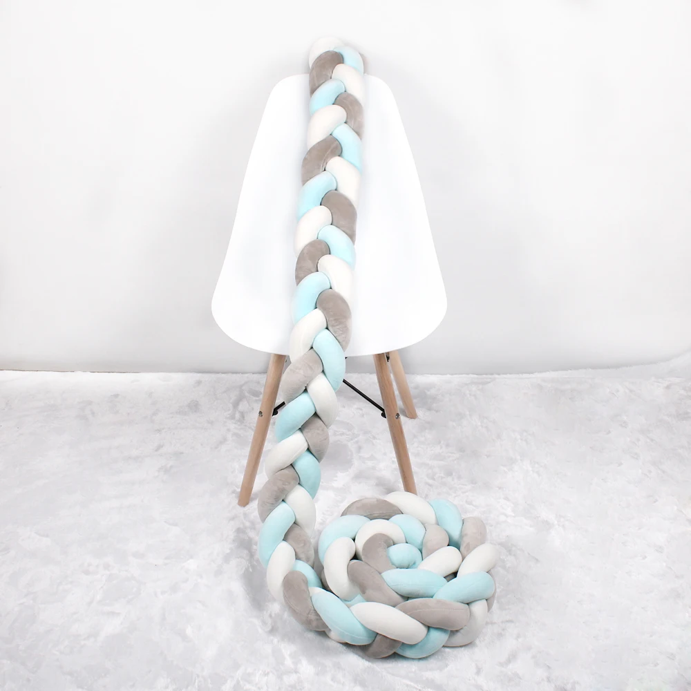 2.5M 3M Length Knot Newborn Bumper Long Knotted Braid Pillow Baby Bed Bumper in the Soft Crib Infant Room Decor