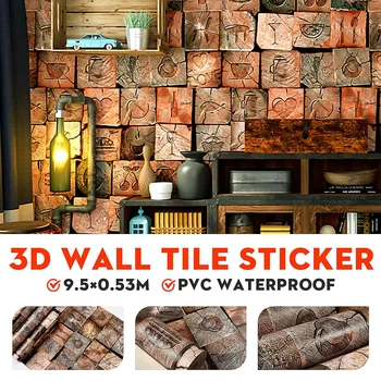 

9.5x0.53m 3D Pattern Waterproof Stickers Wall Papers Textured PVC Wall Paper Sticker Background DIY Brick Home Decor Sticker