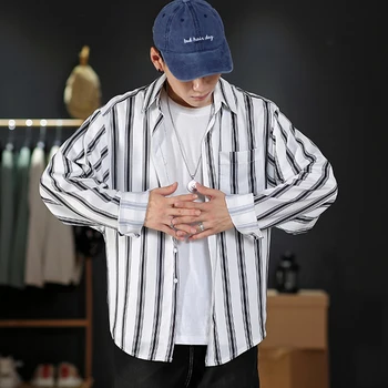 

White Pink HIP HOP Streetwear Korean Clothes Casual Brand Oversize Shirt Men Long Sleeve High Quality 2020 Loose Spring Autumn
