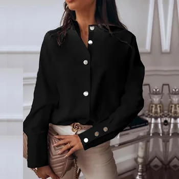 Elegant White Blouse Shirt Women’s Long Sleeve Buttton Fashion Woman Blouses 2020 Womens Tops and Blouses Solid Spring Tops