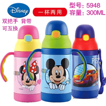 

Disney thermos bottle baby cartoon milk cups Careful burns 304stainless steel straw style handle with type portable Minnie Pooh