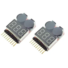 Alarme de tensão da bateria 1s-8s, 1 peça/2 peças (3.7-29.6v) alarme de buzador de bateria
