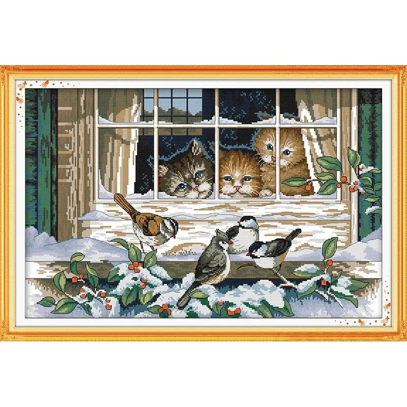 Joy Sunday Landscape out of the window DMC 11CT 14CT Cross Stitch Set Handmade DIY Embroidery Needlework Kit For Gift Home Decor | Дом и сад
