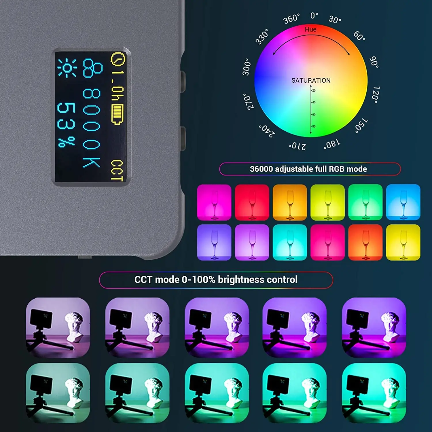 Portátil da Câmera Luz de Vídeo Luz de Preenchimento de Cor 96 + Iluminação Smallrig Conduzida Completa Cri Led Recarregável Dslr 3489 P96l Rgb Luz - Image 2
