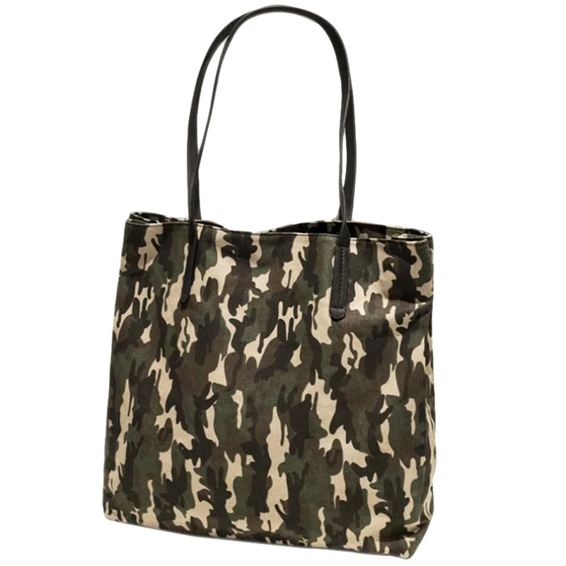 

Women'S Fashion Camouflage Canvas Bag Shoulder Bag Large Capacity Female Leisure Shopping Travel Bag
