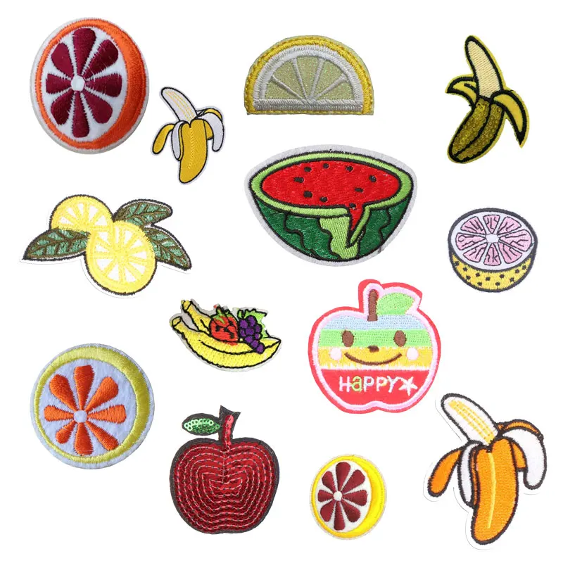 

Fruit Lemon Iron on Patches for Clothing Banana Apple Watermelon DIY Embroidery Stripe on Clothes Sequin Applique Cloth Fabric