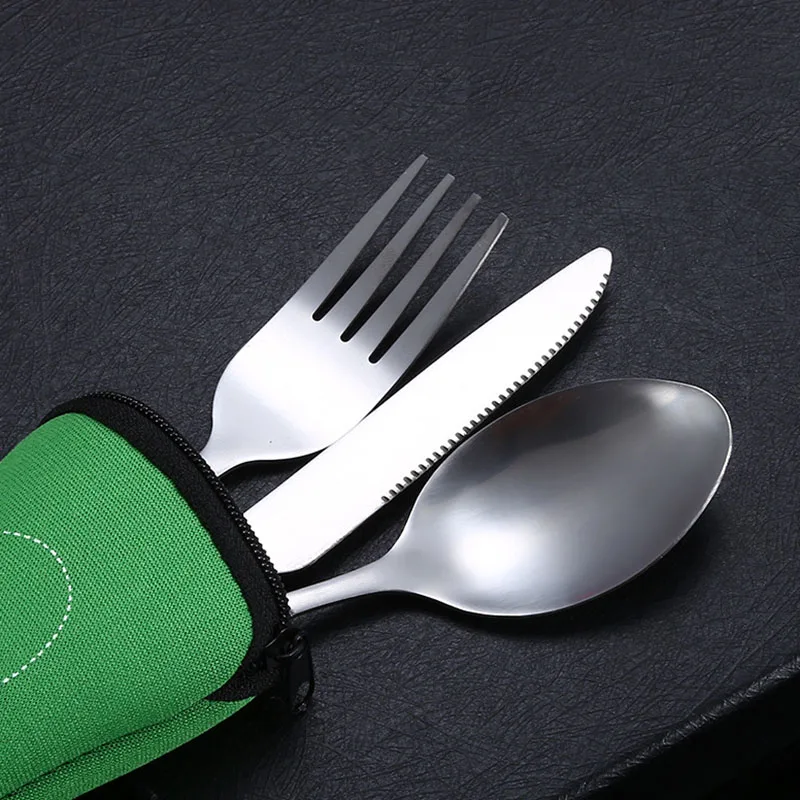 Picnic Cutlery Set Washable with Zipper Travel Portable Pouch for Dinner