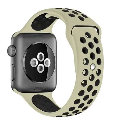 beige black Новое поступление резиновый спортивный ремешок для iwatch 4 3 2 1 ремешок для apple watch 42 мм 38 мм 40 мм 44 мм серия 5 - Цвет ремешка: beige black