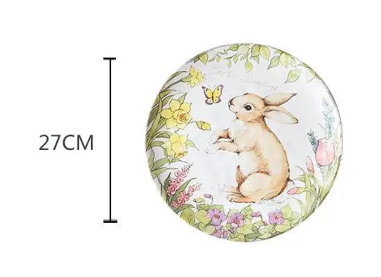 Painted Stickers Underglaze Color Ceramic Plate Cute Bunny Pattern Tableware Large Plate European Plate - Цвет: Pattern tableware