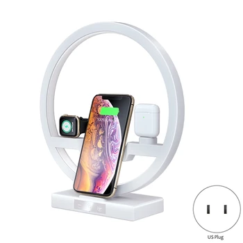 

Mobile Phone Watch Headset Table Lamp Four in One Charging Bracket for iPhone 11 Charger Holder - White