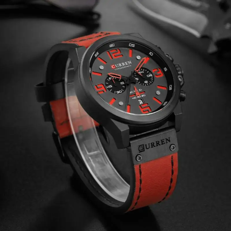 CURREN Reloj Hombre повседневные кварцевые часы для мужчин модные кожаные спортивные