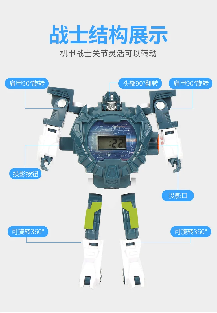 Горячая трансформация 3D проекционные часы Jingang мультфильм робот модели игрушки детский сад маленький подарок