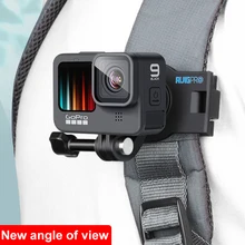 

360 Degree Rotary backpack clip accessories for gopro hero 10 9 8 7 6 5 4 3 insta360 one r Sjcam Eken Shoulder Belt phone fixed