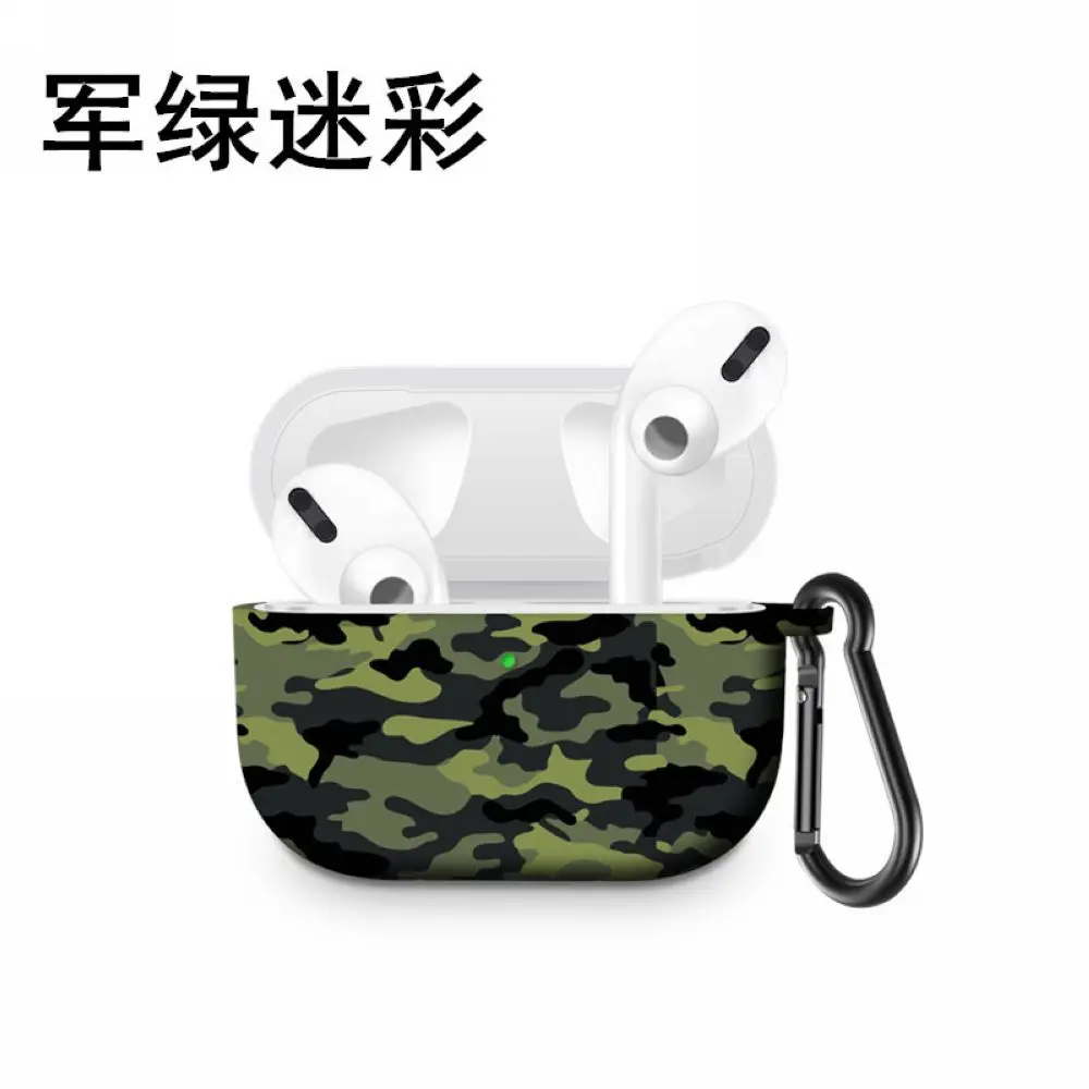 Colorful Flower Print Silicone Wireless Earphone Air Pods 3 Case For Apple AirPods Pro 3rd Cover With Key chain Ring 100pcs - Цвет: amy green