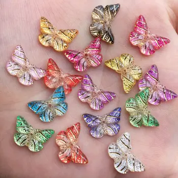 

40pcs Mix Resin Colorful Crystal Butterfly Flat back Rhinestone Scrapbook DIY Wedding Appliques 1 Hole Ornament Craft SF774