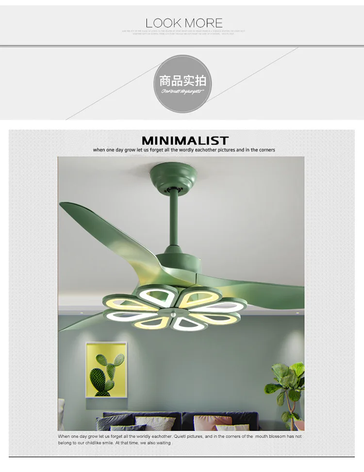 LED Modern Minimalist Ceiling Fan Light, Restaurant European Post-modern Household Ceiling Fans with Lights