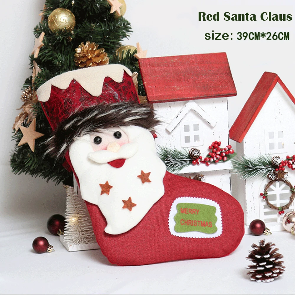 Рождественский чулок мешок подарок украшение 3D Санта Снеговик Олень сладкий подарок в сумочке Декор рождественской елки