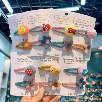 

Korean Children Colorful Embroidered Fruit Hair Clip Headdress Cute Little Girl Flower Bb Clip Edge Hair Clip Handmade Hair Pins