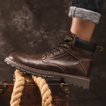 Осенне-зимние ботинки; Мужская обувь; стильные Молодежные мужские ботинки; модные удобные ботильоны; большие размеры; Теплая мужская повседневная обувь; мужская обувь