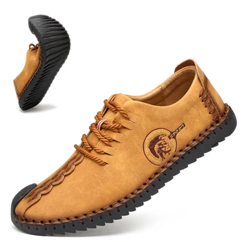 

2020 New Oxfords Leather Men Shoes Fashion Casual Lace-up Dress Shoes Men Breathable soft size 38-47