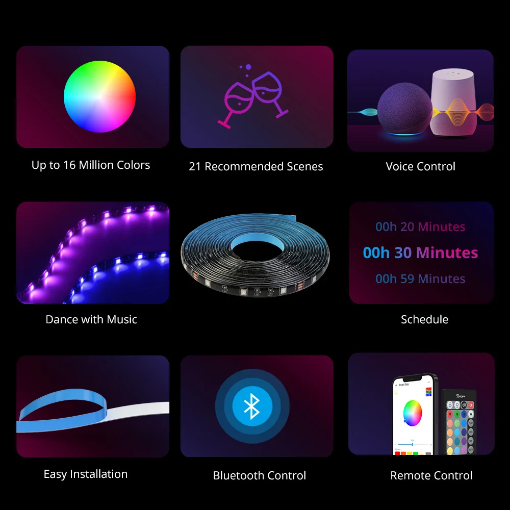 Smart LED Strip Light SONOFF L2 RGB Bluetooth-compatible eWelink APP Voice Conrtol Works with Alexa Waterproof Dance with Music