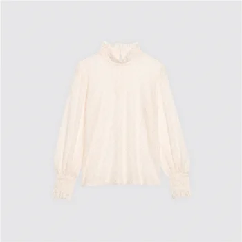 

Women's Stand Collar Lace Blouse Perspective Long Sleeve Hollow Sexy Blouses