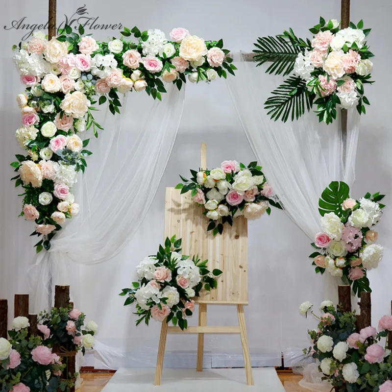 Light pink 5 шт./компл. креативные искусственные ряд цветов расположение центральным мяч вечерние свадебная АРКА фон Настенный декор корнор цветок гирлянда - Цвет: Light pink